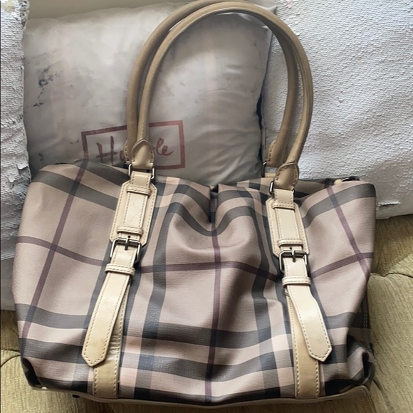 Burberry Handbags - Burberry smoke check tote bag shoulder bag